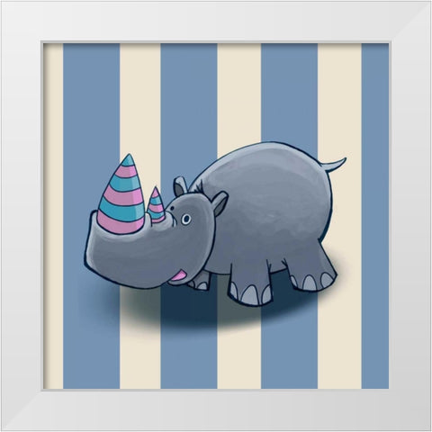 Rhino White Modern Wood Framed Art Print by GraphINC
