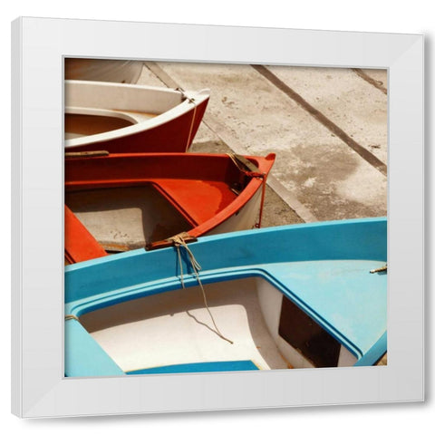 Colorful Boats White Modern Wood Framed Art Print by PhotoINC Studio