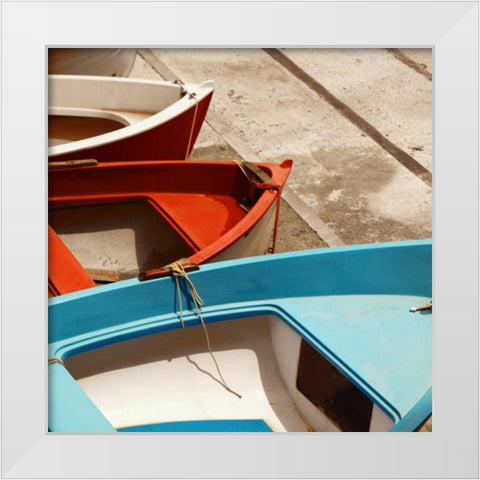 Colorful Boats White Modern Wood Framed Art Print by PhotoINC Studio
