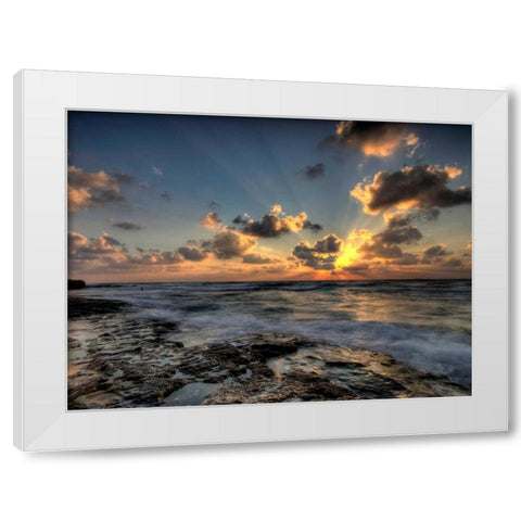 Beach White Modern Wood Framed Art Print by PhotoINC Studio