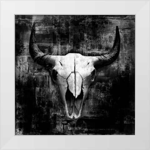 Black Cowskull White Modern Wood Framed Art Print by GraphINC