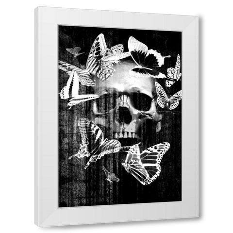 Skull Butterfly Crown White Modern Wood Framed Art Print by GraphINC
