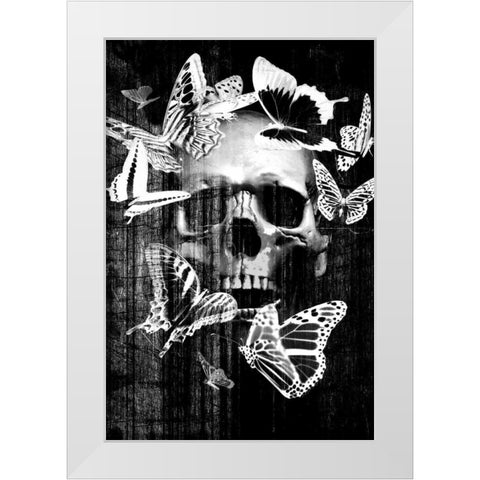 Skull Butterfly Crown White Modern Wood Framed Art Print by GraphINC