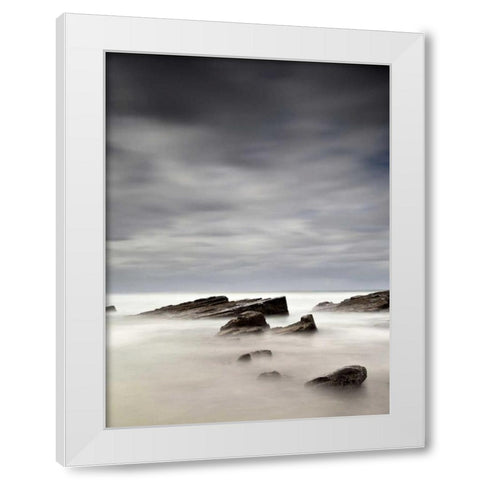 Rocks in Mist White Modern Wood Framed Art Print by PhotoINC Studio