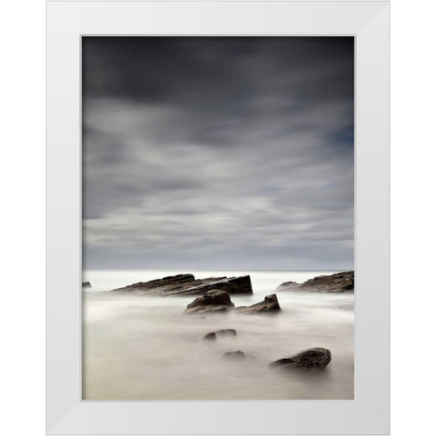 Rocks in Mist White Modern Wood Framed Art Print by PhotoINC Studio
