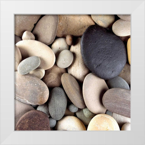 Brown Pebbles White Modern Wood Framed Art Print by PhotoINC Studio