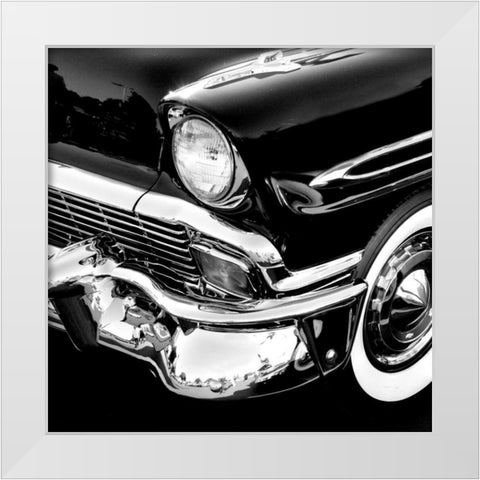 Vintage Car White Modern Wood Framed Art Print by PhotoINC Studio