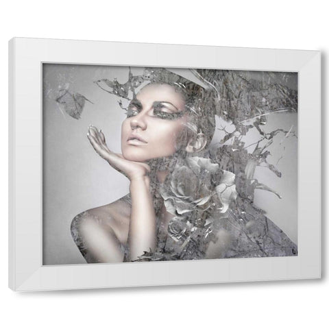 Cool Grey White Modern Wood Framed Art Print by GraphINC
