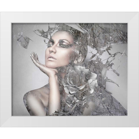 Cool Grey White Modern Wood Framed Art Print by GraphINC