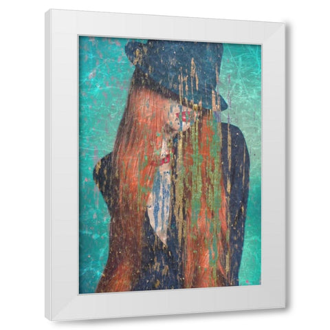 Red Hair White Modern Wood Framed Art Print by GraphINC