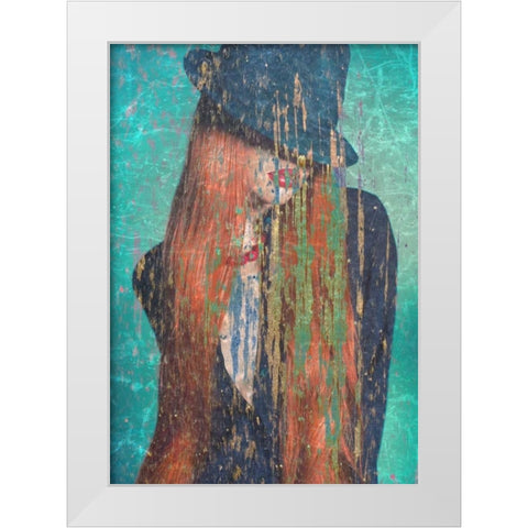 Red Hair White Modern Wood Framed Art Print by GraphINC