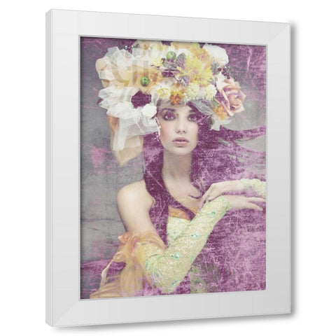 Flower Lady White Modern Wood Framed Art Print by GraphINC