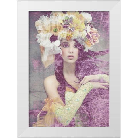 Flower Lady White Modern Wood Framed Art Print by GraphINC