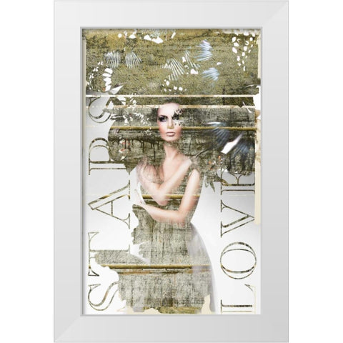 Star Lovers White Modern Wood Framed Art Print by GraphINC