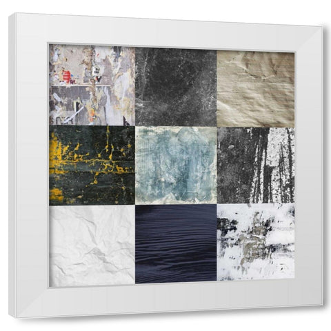 Tiles Decor Blue Notes 1 White Modern Wood Framed Art Print by GraphINC