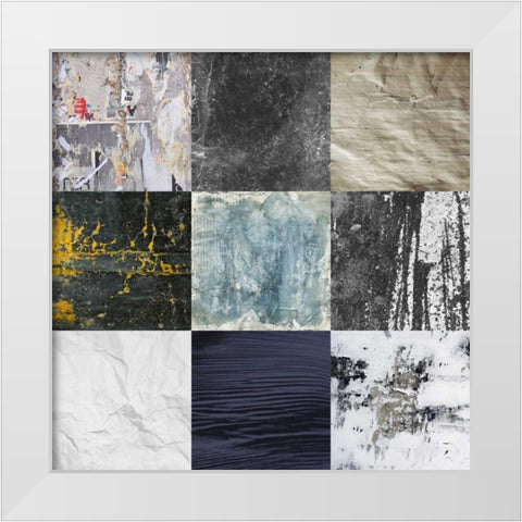 Tiles Decor Blue Notes 1 White Modern Wood Framed Art Print by GraphINC