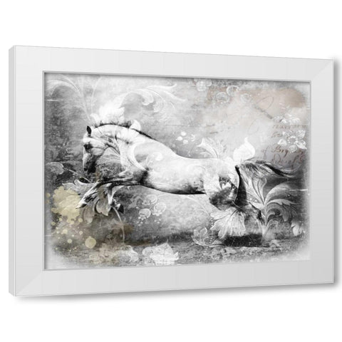 White Horse White Modern Wood Framed Art Print by GraphINC