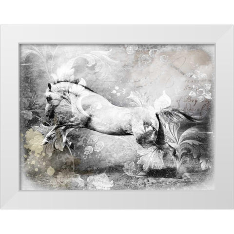 White Horse White Modern Wood Framed Art Print by GraphINC