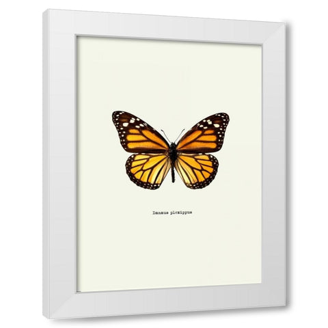 Yellow Butterfly White Modern Wood Framed Art Print by GraphINC