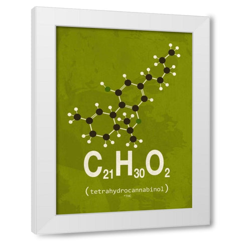 Molecule THC White Modern Wood Framed Art Print by TypeLike