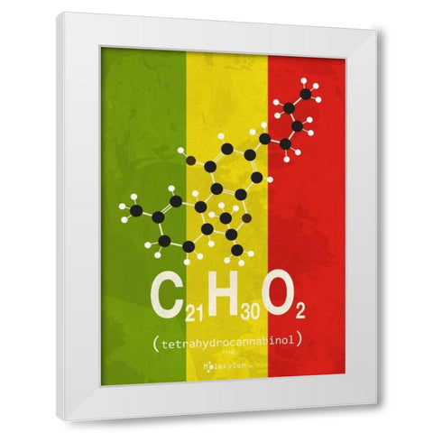 Molecule THC White Modern Wood Framed Art Print by TypeLike