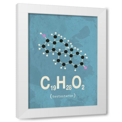 Molecule Testosterone White Modern Wood Framed Art Print by TypeLike