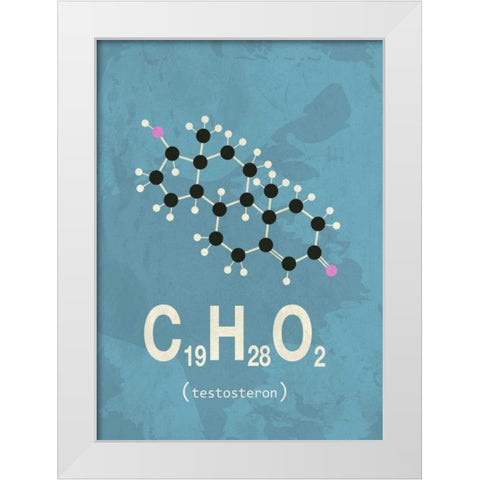 Molecule Testosterone White Modern Wood Framed Art Print by TypeLike