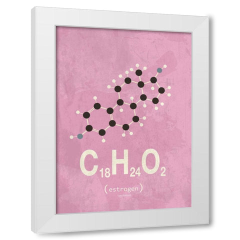 Molecule Estrogene White Modern Wood Framed Art Print by TypeLike