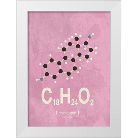 Molecule Estrogene White Modern Wood Framed Art Print by TypeLike