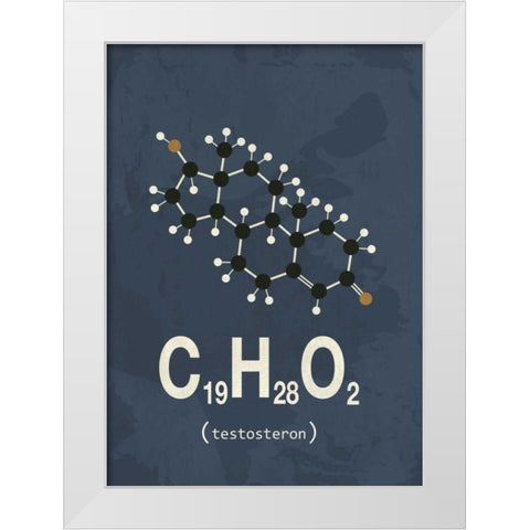 Molecule Testosterone White Modern Wood Framed Art Print by TypeLike
