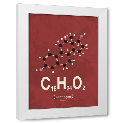 Molecule Estrogene White Modern Wood Framed Art Print by TypeLike
