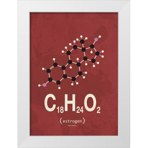 Molecule Estrogene White Modern Wood Framed Art Print by TypeLike