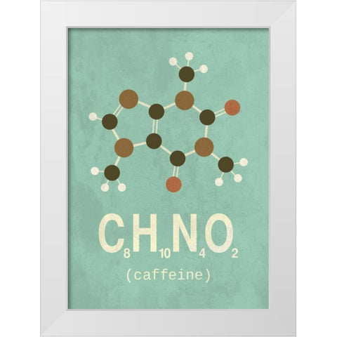 Molecule Caffeine White Modern Wood Framed Art Print by TypeLike