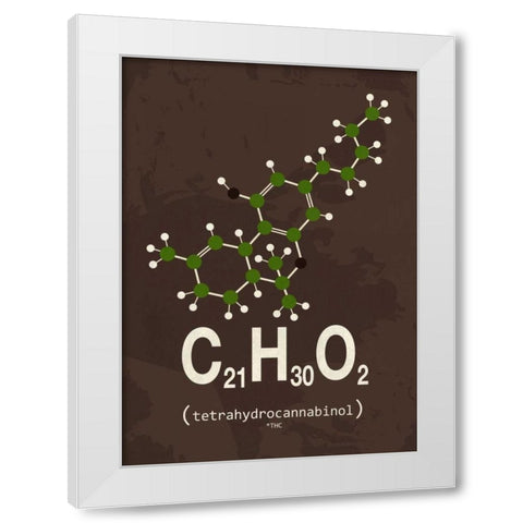 Molecule THC White Modern Wood Framed Art Print by TypeLike