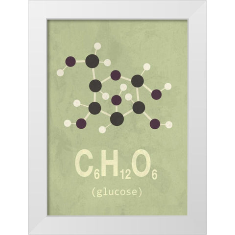 Molecule Glucose White Modern Wood Framed Art Print by TypeLike