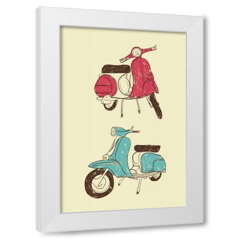 Scooter II White Modern Wood Framed Art Print by GraphINC