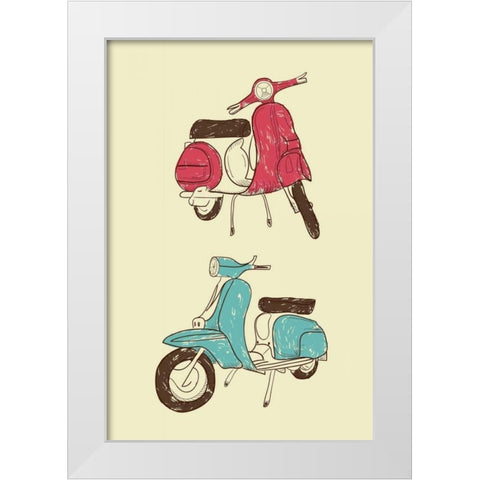 Scooter II White Modern Wood Framed Art Print by GraphINC