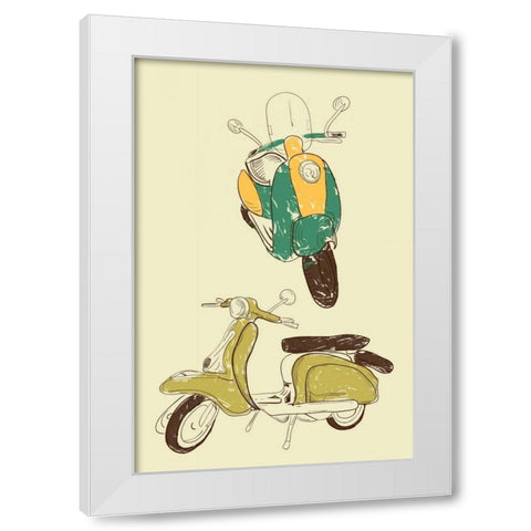 Scooter III White Modern Wood Framed Art Print by GraphINC