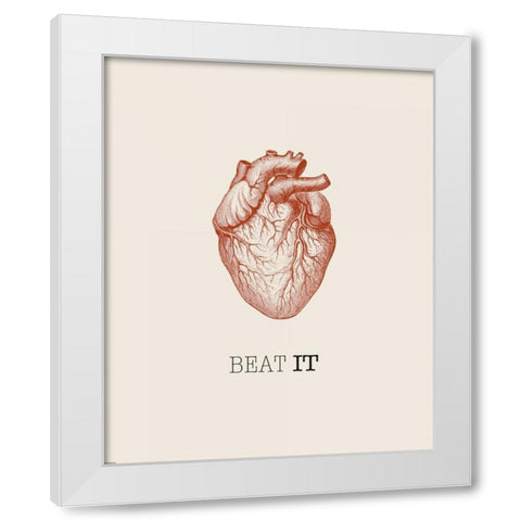 Beat It White Modern Wood Framed Art Print by GraphINC