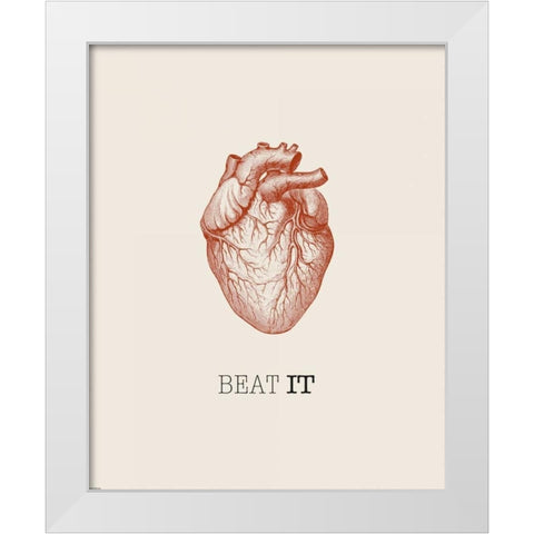 Beat It White Modern Wood Framed Art Print by GraphINC