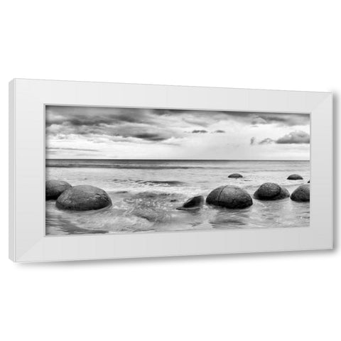 Beach Rocks White Modern Wood Framed Art Print by PhotoINC Studio