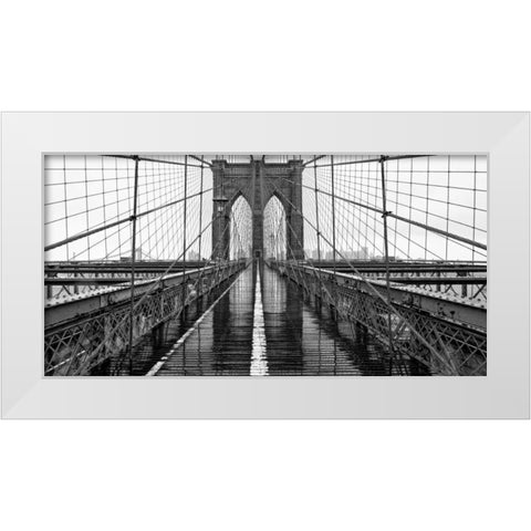 Brooklyn Bridge White Modern Wood Framed Art Print by PhotoINC Studio