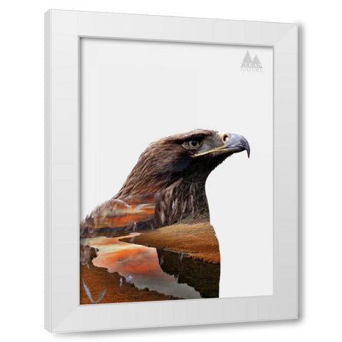 Eagle White Modern Wood Framed Art Print by Clean Nature