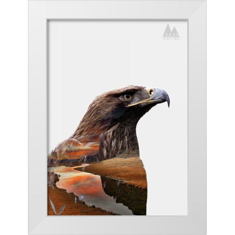 Eagle White Modern Wood Framed Art Print by Clean Nature
