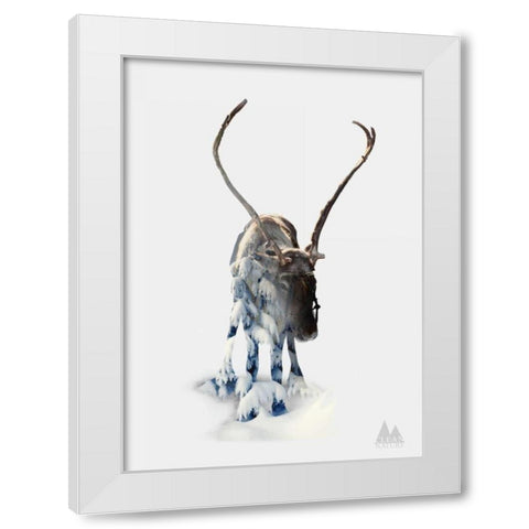 Moose White Modern Wood Framed Art Print by Clean Nature