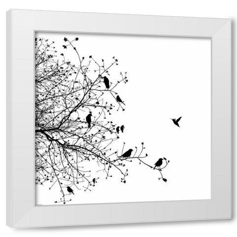 Bird I White Modern Wood Framed Art Print by GraphINC