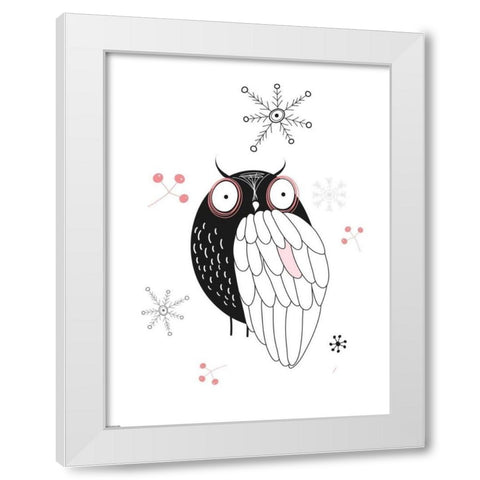 Owl II White Modern Wood Framed Art Print by GraphINC