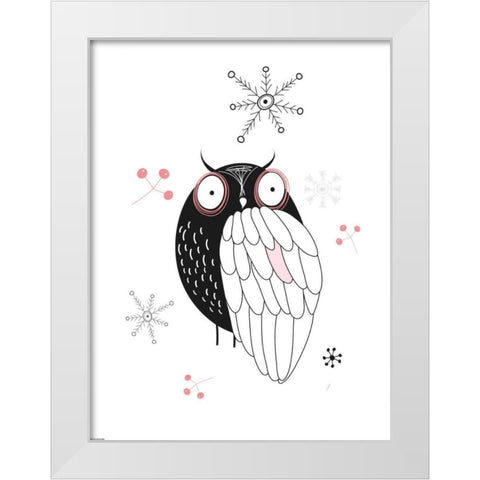 Owl II White Modern Wood Framed Art Print by GraphINC