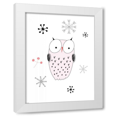 Owl III White Modern Wood Framed Art Print by GraphINC