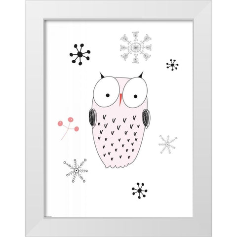 Owl III White Modern Wood Framed Art Print by GraphINC